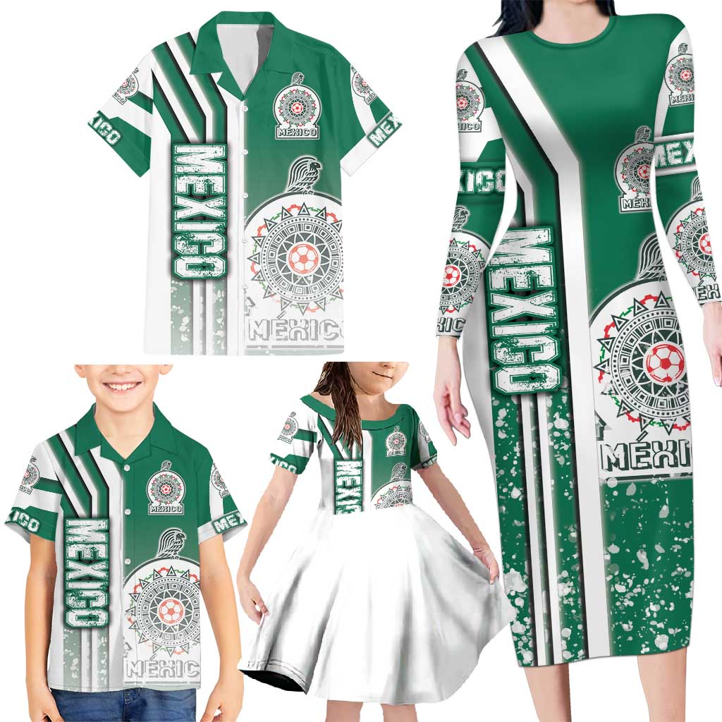 Mexico Football Family Matching Long Sleeve Bodycon Dress and Hawaiian Shirt El Tri Soccer - Road To Champion - Wonder Print Shop