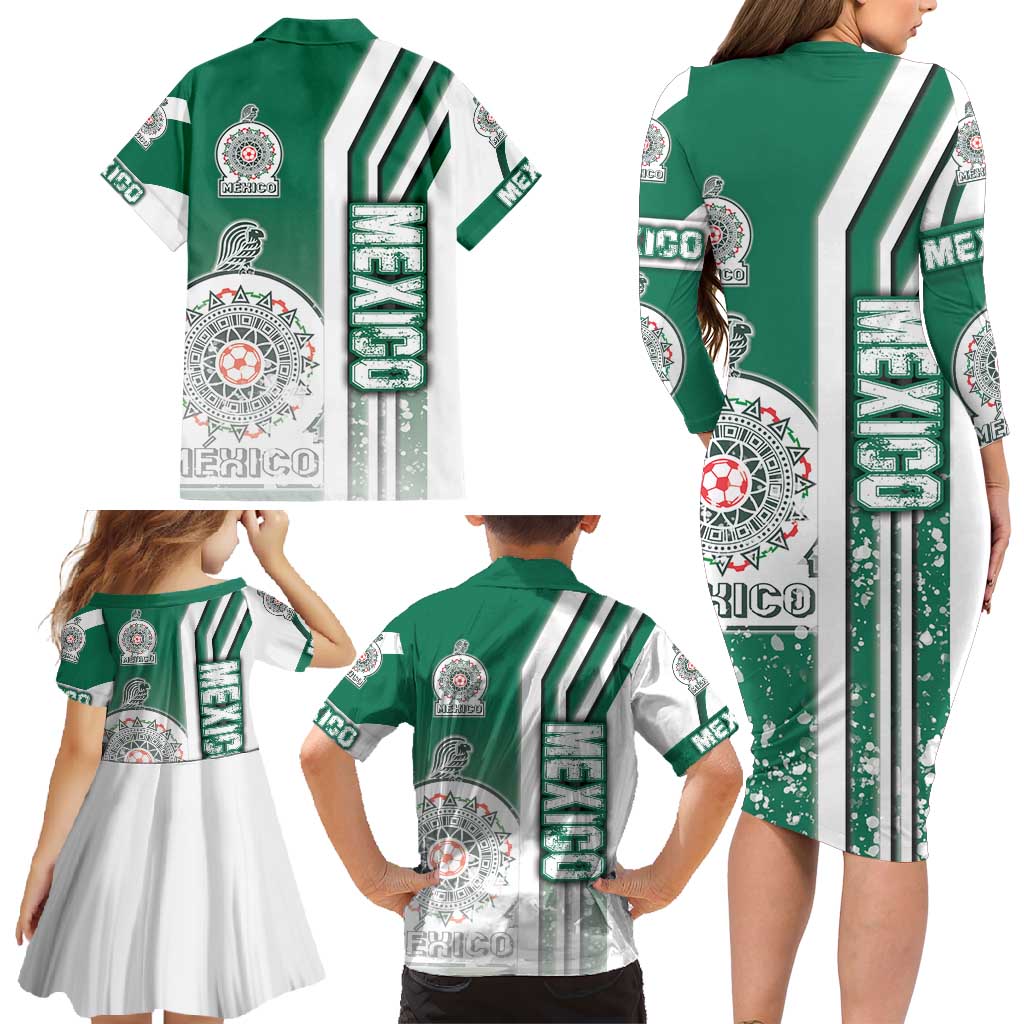 Mexico Football Family Matching Long Sleeve Bodycon Dress and Hawaiian Shirt El Tri Soccer - Road To Champion - Wonder Print Shop