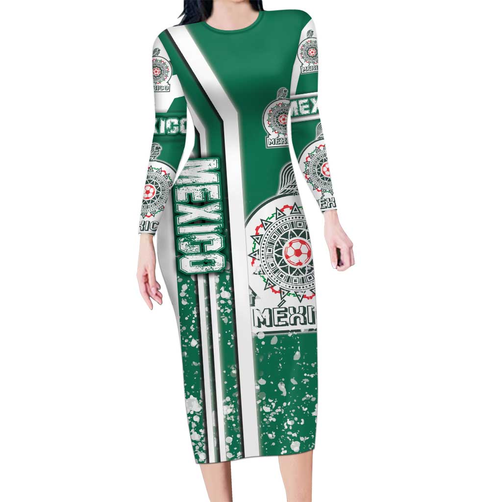 Mexico Football Family Matching Long Sleeve Bodycon Dress and Hawaiian Shirt El Tri Soccer - Road To Champion - Wonder Print Shop