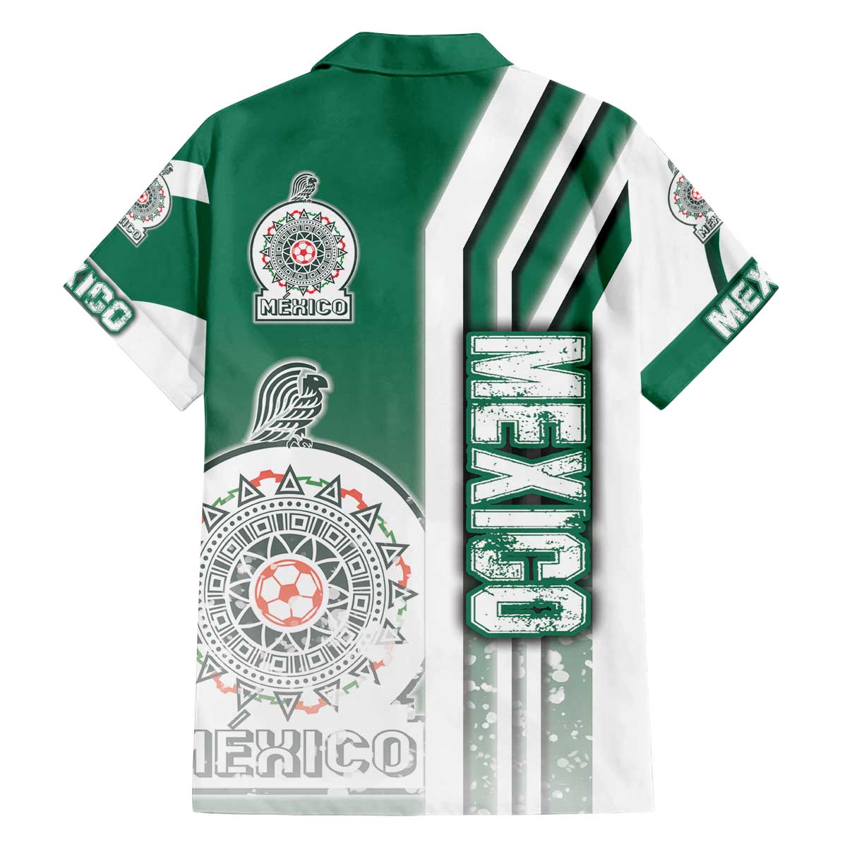 Mexico Football Family Matching Off The Shoulder Long Sleeve Dress and Hawaiian Shirt El Tri Soccer - Road To Champion - Wonder Print Shop