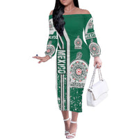 Mexico Football Family Matching Off The Shoulder Long Sleeve Dress and Hawaiian Shirt El Tri Soccer - Road To Champion - Wonder Print Shop