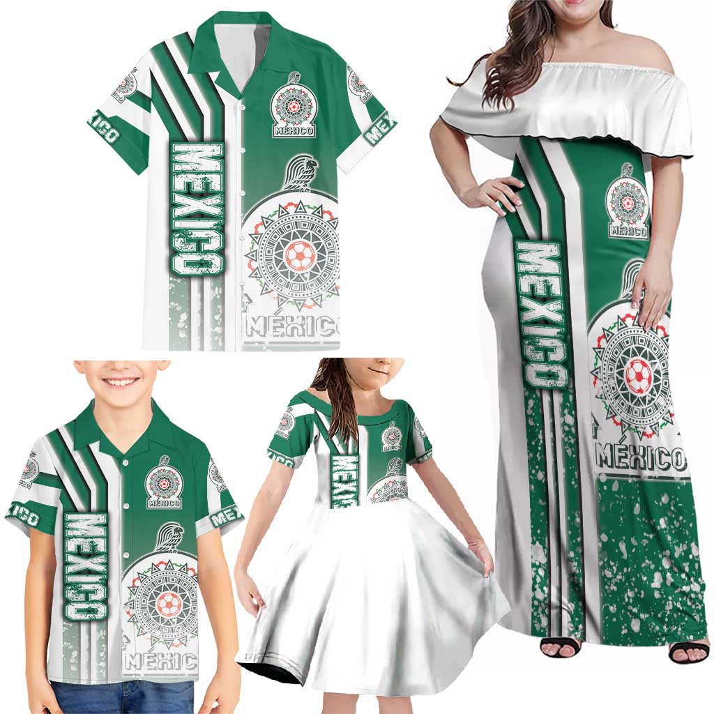 Mexico Football Family Matching Off Shoulder Maxi Dress and Hawaiian Shirt El Tri Soccer - Road To Champion - Wonder Print Shop