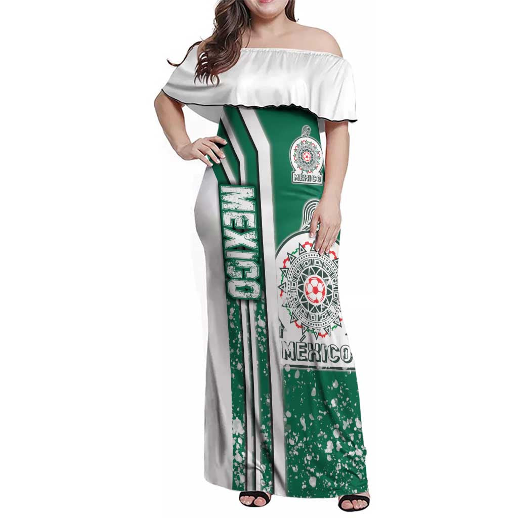 Mexico Football Family Matching Off Shoulder Maxi Dress and Hawaiian Shirt El Tri Soccer - Road To Champion - Wonder Print Shop