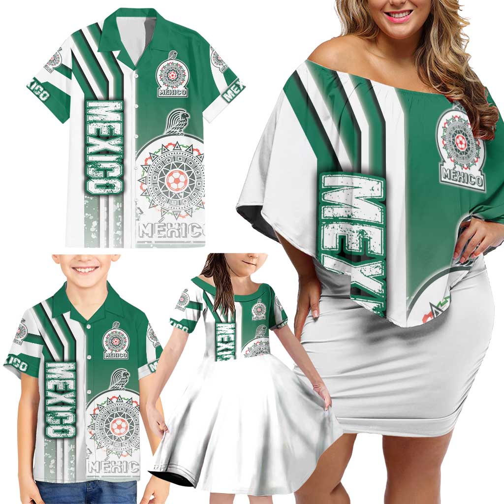 Mexico Football Family Matching Off Shoulder Short Dress and Hawaiian Shirt El Tri Soccer - Road To Champion - Wonder Print Shop