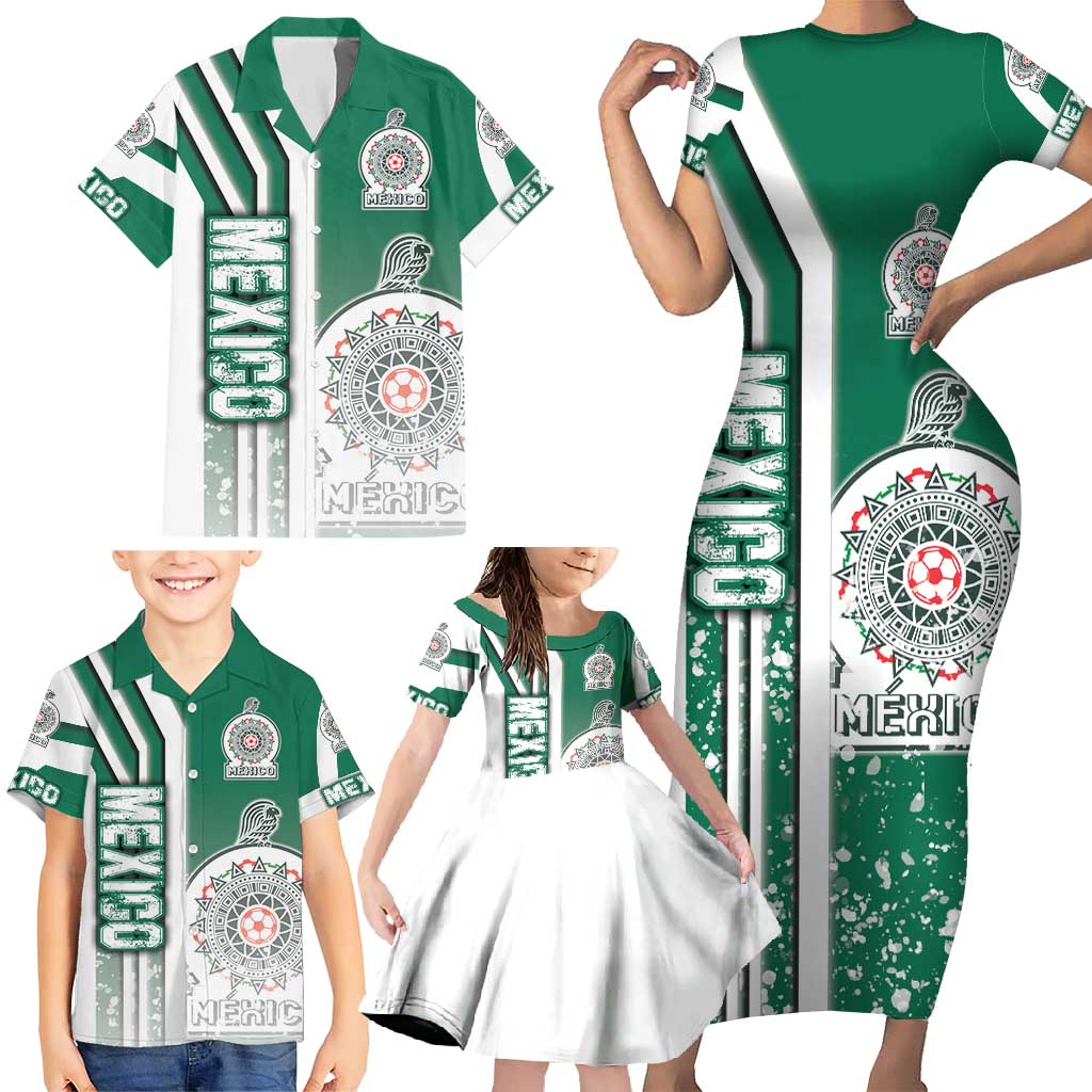 Mexico Football Family Matching Short Sleeve Bodycon Dress and Hawaiian Shirt El Tri Soccer - Road To Champion - Wonder Print Shop