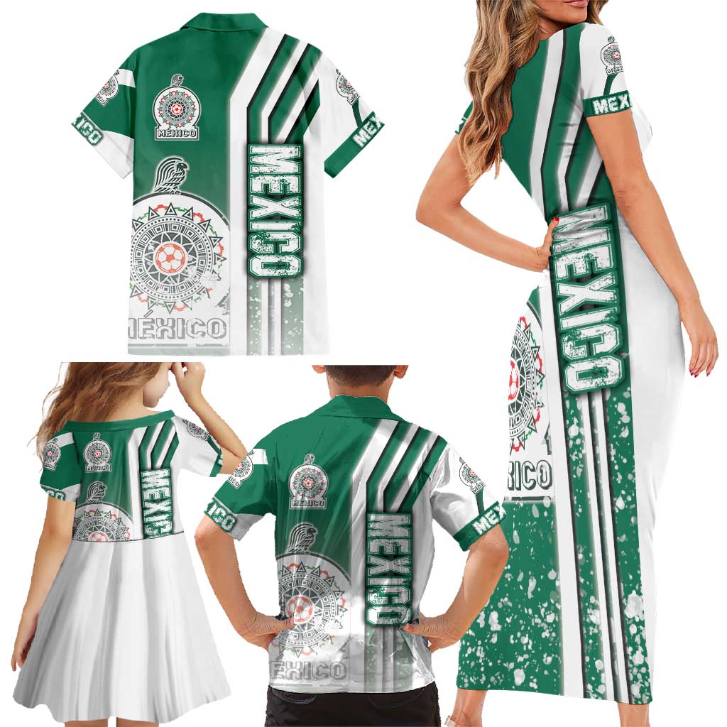 Mexico Football Family Matching Short Sleeve Bodycon Dress and Hawaiian Shirt El Tri Soccer - Road To Champion - Wonder Print Shop