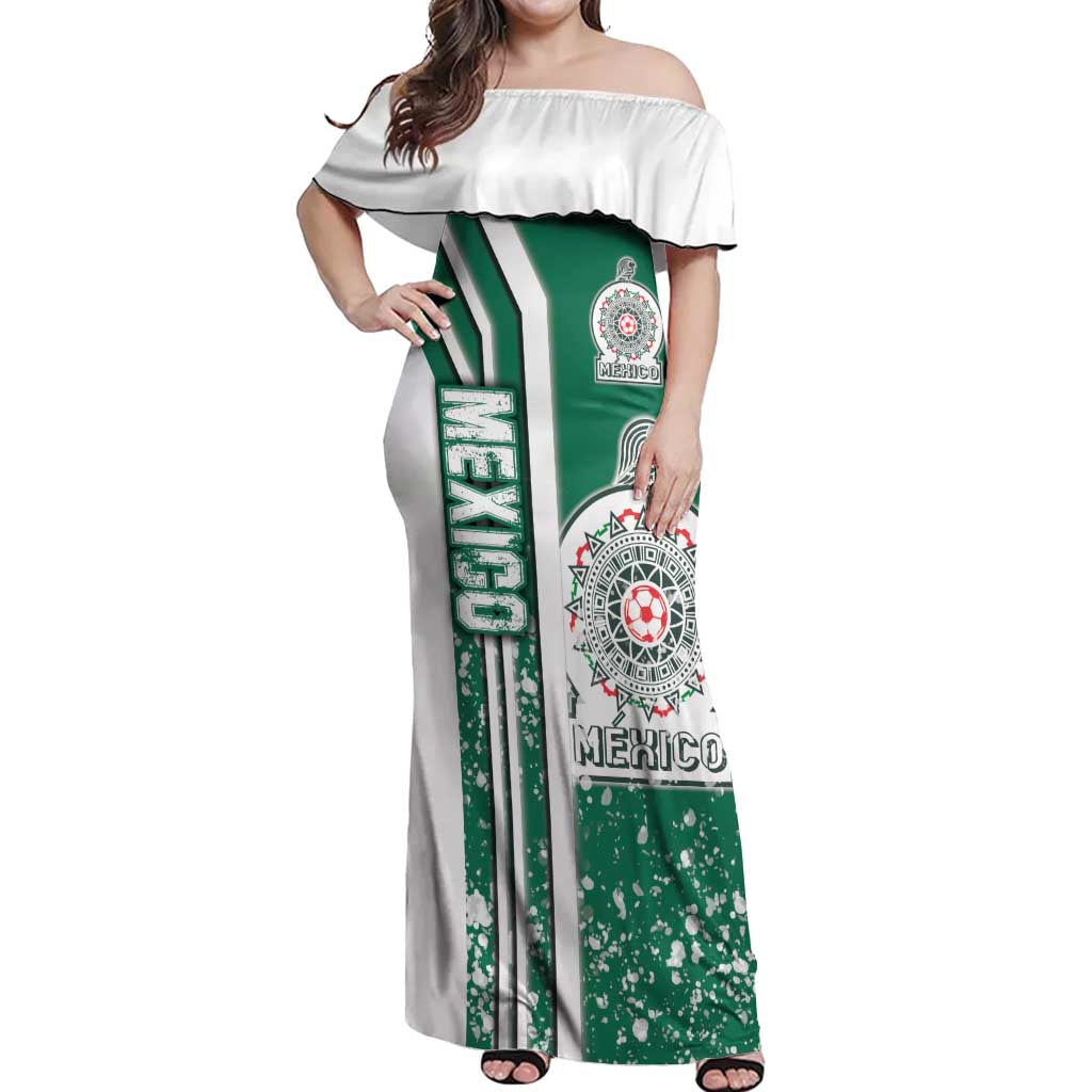 Mexico Football Off Shoulder Maxi Dress El Tri Soccer - Road To Champion - Wonder Print Shop