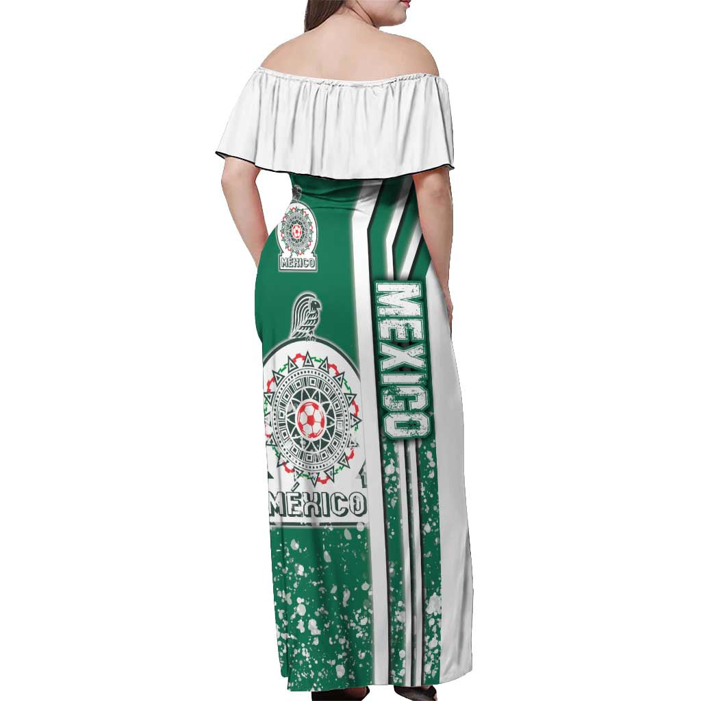 Mexico Football Off Shoulder Maxi Dress El Tri Soccer - Road To Champion - Wonder Print Shop