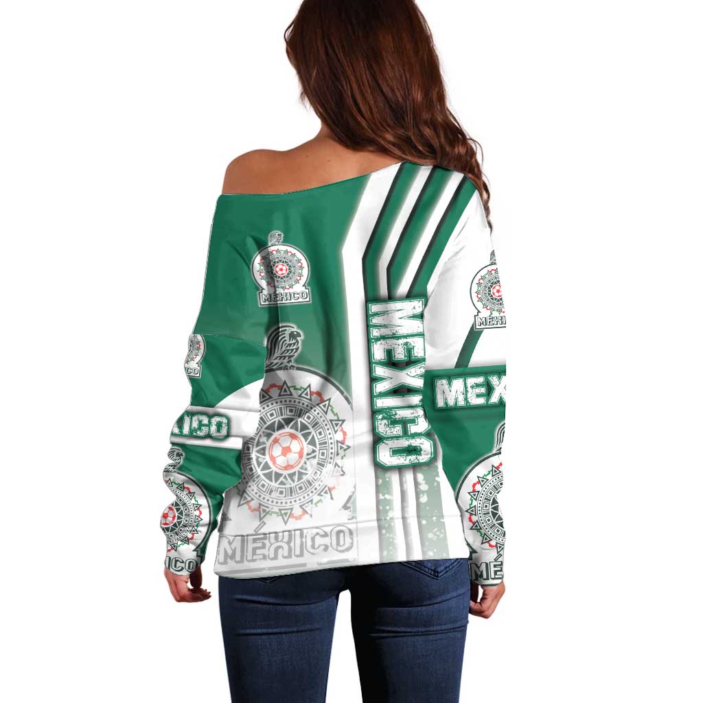 Mexico Football Off Shoulder Sweater El Tri Soccer - Road To Champion - Wonder Print Shop
