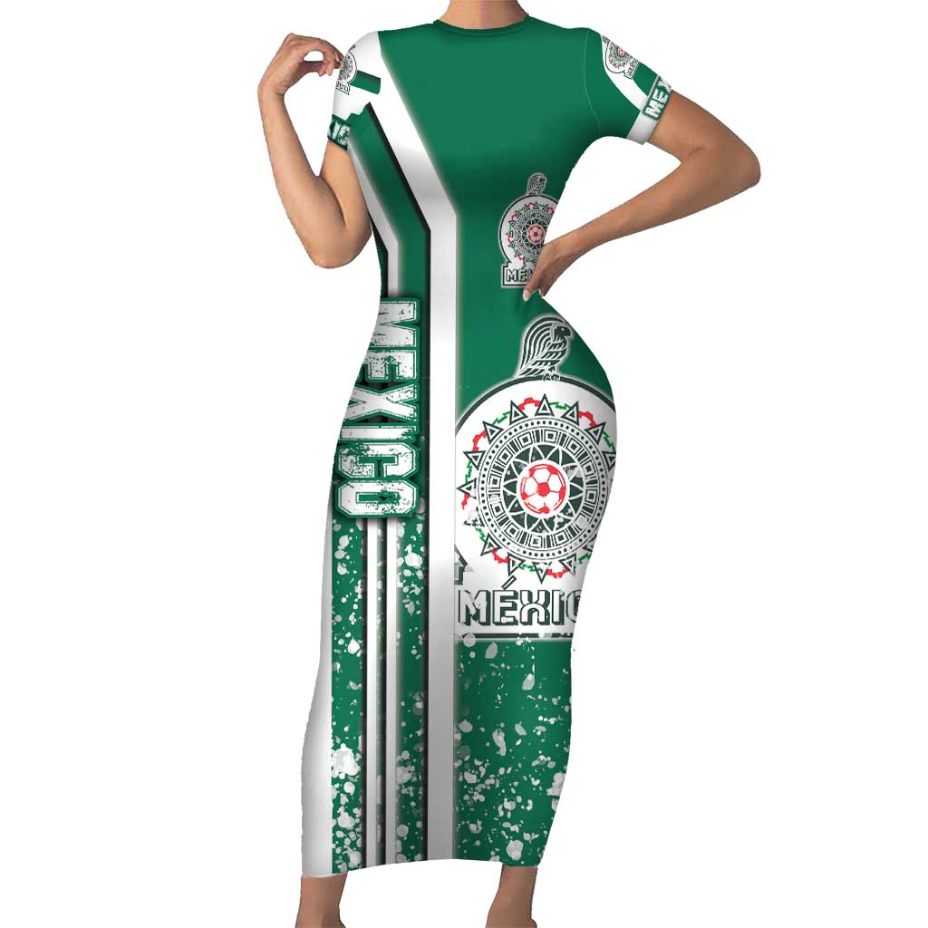 Mexico Football Short Sleeve Bodycon Dress El Tri Soccer - Road To Champion - Wonder Print Shop