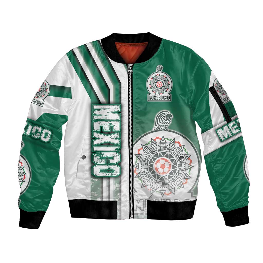 Mexico Football Sleeve Zip Bomber Jacket El Tri Soccer - Road To Champion - Wonder Print Shop