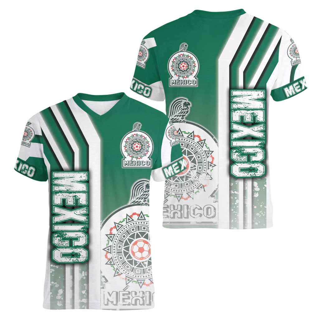 Mexico Football Women V-Neck T-Shirt El Tri Soccer - Road To Champion - Wonder Print Shop