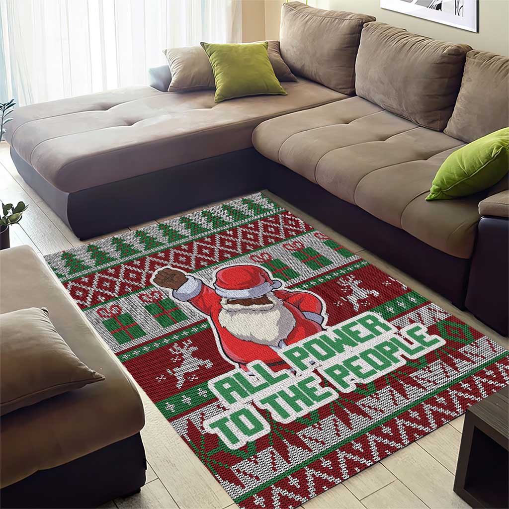 Africa Christmas Black Santa Fist Area Rug All Power to the People - Wonder Print Shop