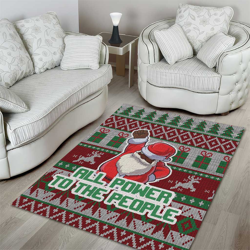 Africa Christmas Black Santa Fist Area Rug All Power to the People - Wonder Print Shop