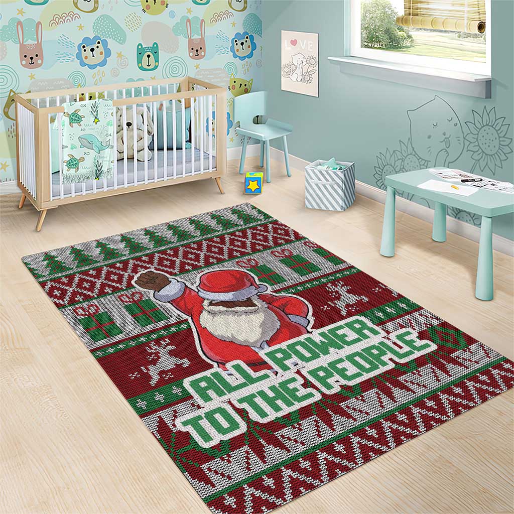 Africa Christmas Black Santa Fist Area Rug All Power to the People - Wonder Print Shop