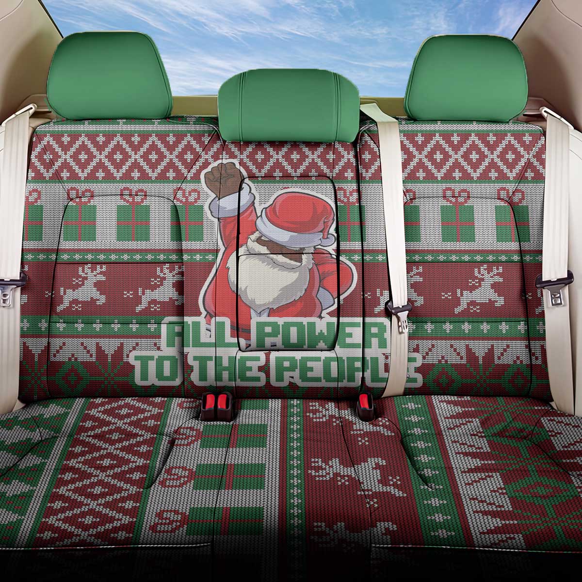 Africa Christmas Black Santa Fist Back Car Seat Cover All Power to the People - Wonder Print Shop