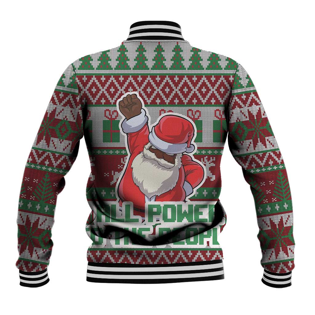Africa Christmas Black Santa Fist Baseball Jacket All Power to the People - Wonder Print Shop
