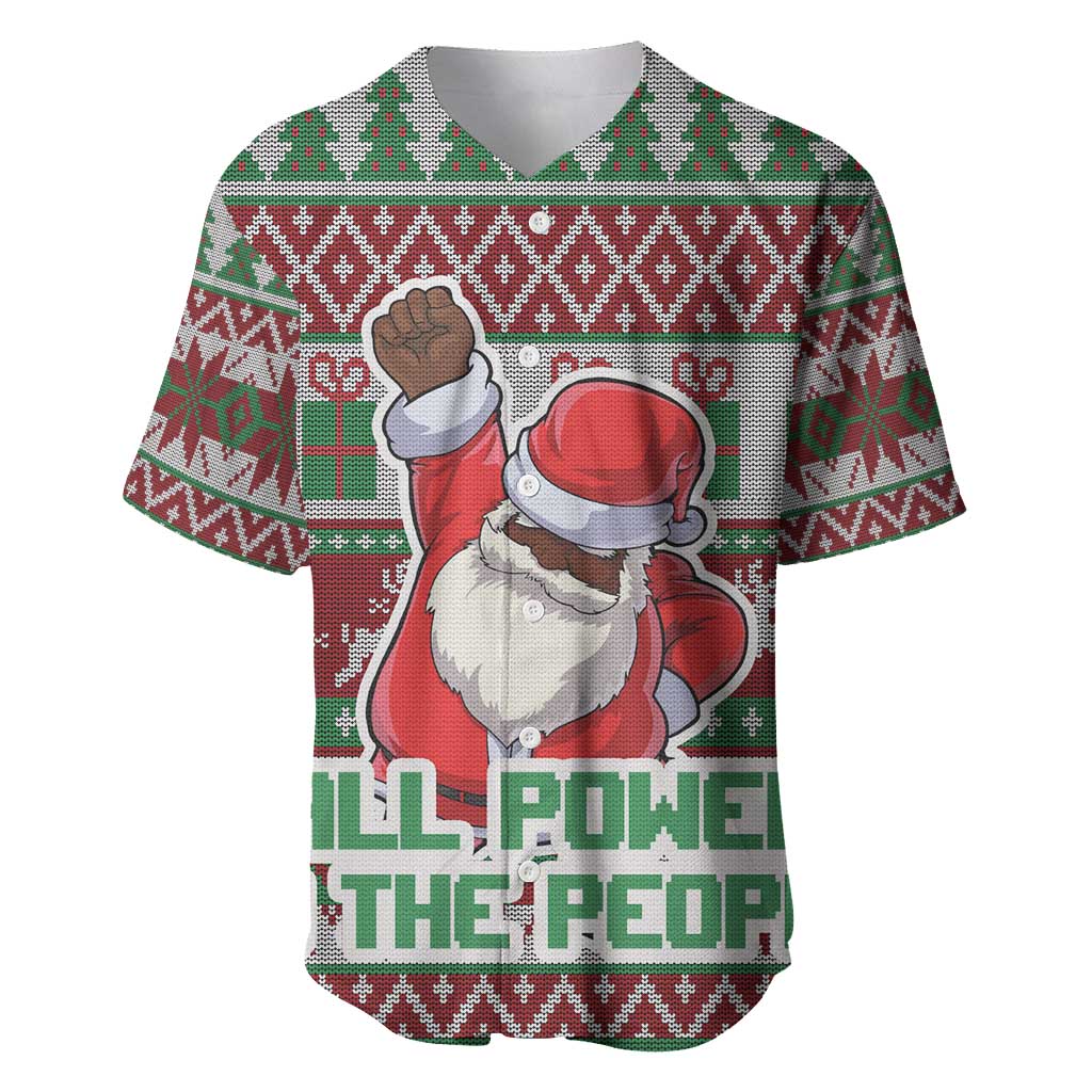 Africa Christmas Black Santa Fist Baseball Jersey All Power to the People - Wonder Print Shop