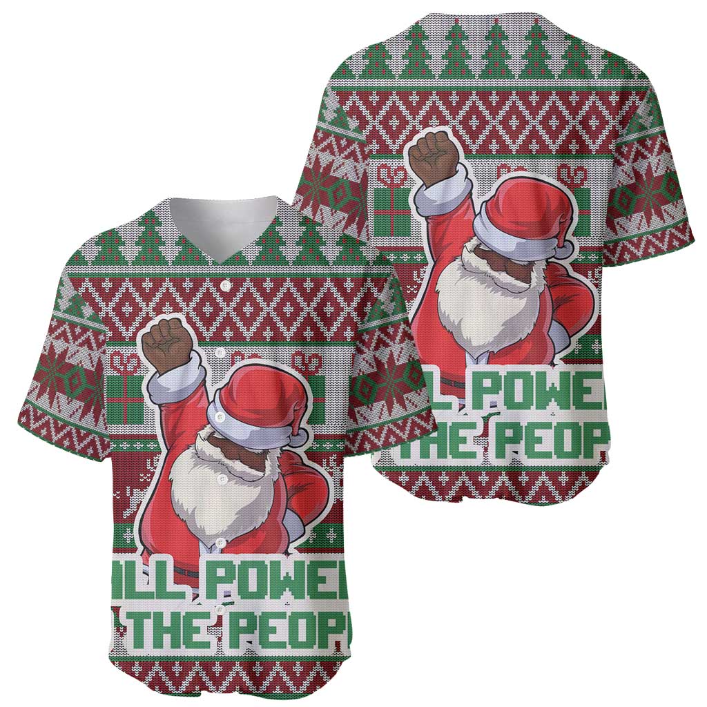 Africa Christmas Black Santa Fist Baseball Jersey All Power to the People - Wonder Print Shop