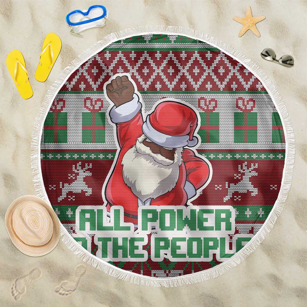 Africa Christmas Black Santa Fist Beach Blanket All Power to the People - Wonder Print Shop