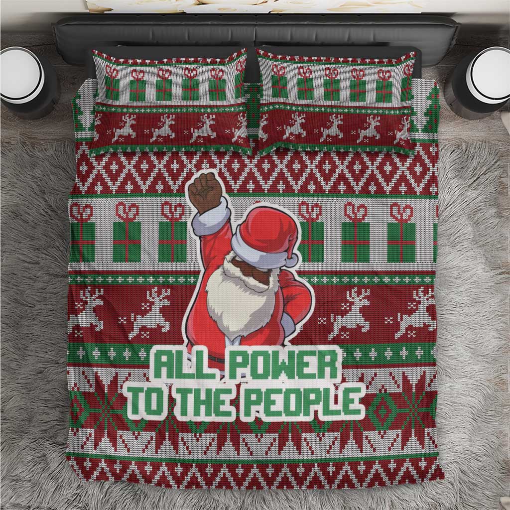 Africa Christmas Black Santa Fist Bedding Set All Power to the People - Wonder Print Shop