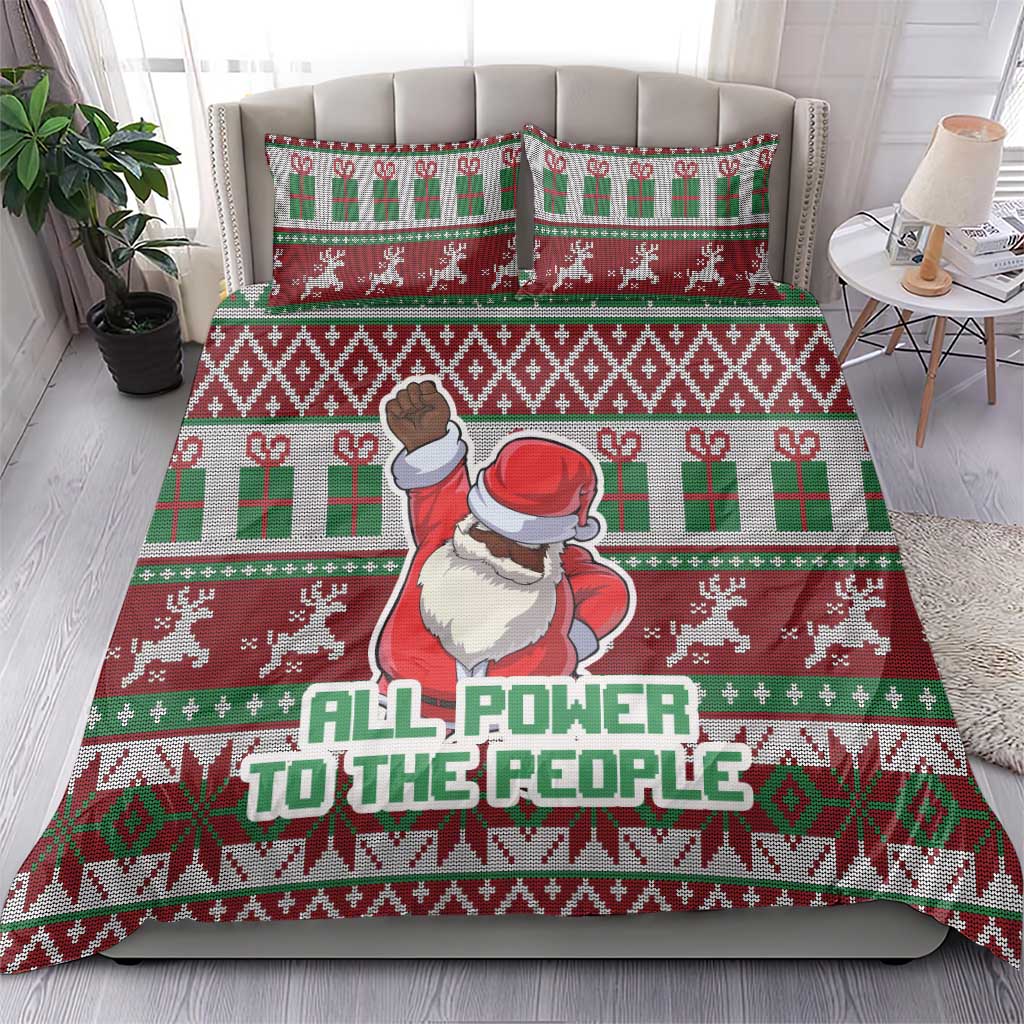 Africa Christmas Black Santa Fist Bedding Set All Power to the People - Wonder Print Shop
