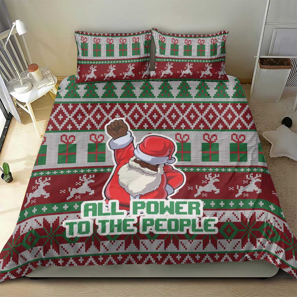 Africa Christmas Black Santa Fist Bedding Set All Power to the People - Wonder Print Shop