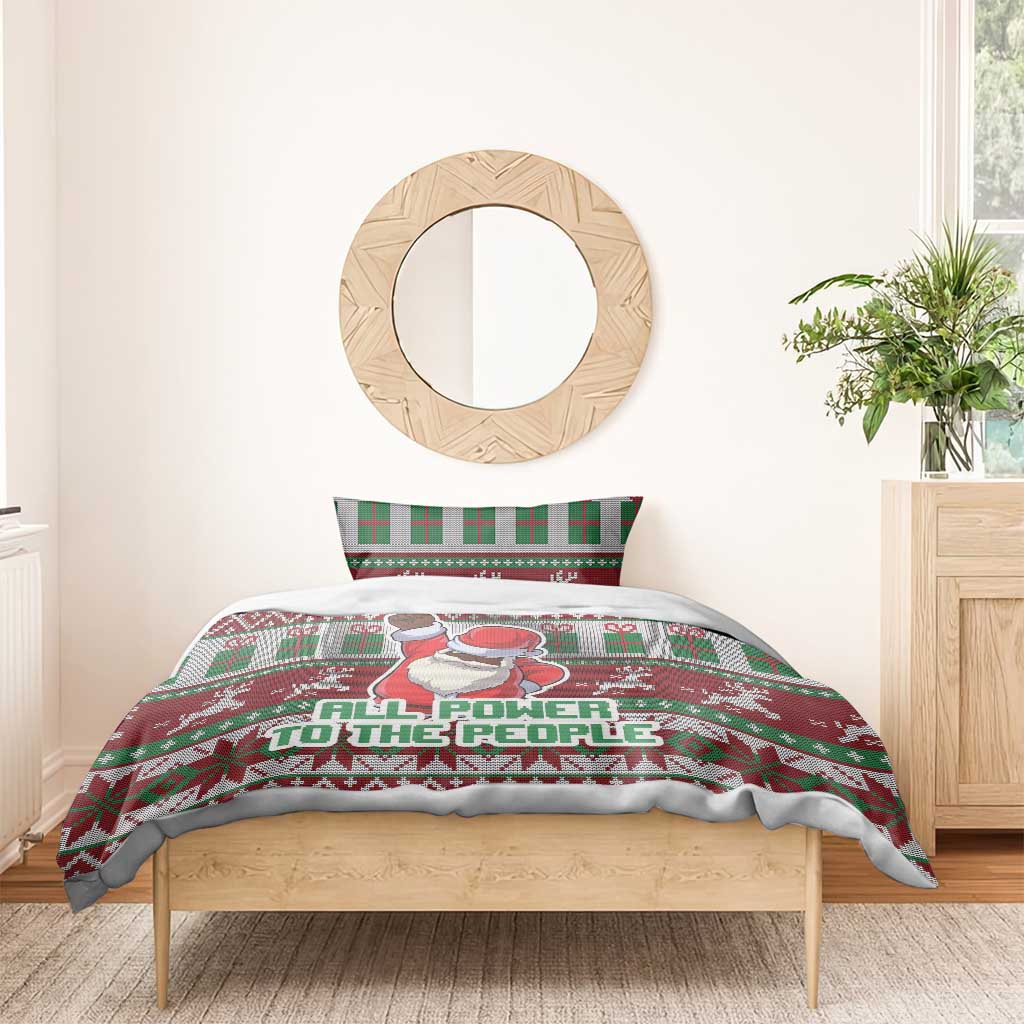 Africa Christmas Black Santa Fist Bedding Set All Power to the People - Wonder Print Shop