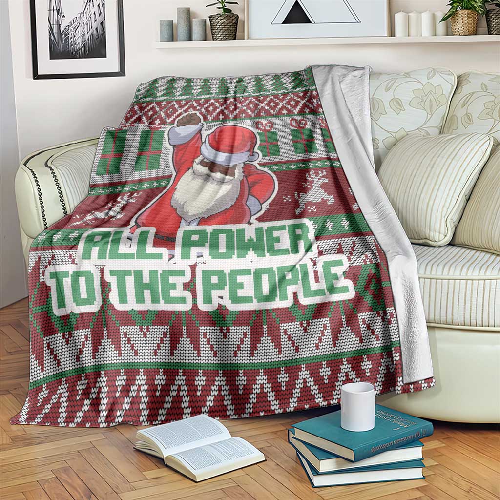 Africa Christmas Black Santa Fist Blanket All Power to the People
