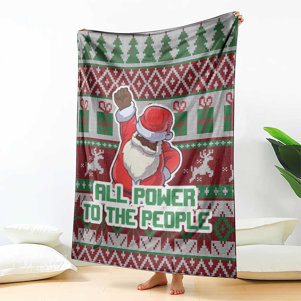 Africa Christmas Black Santa Fist Blanket All Power to the People