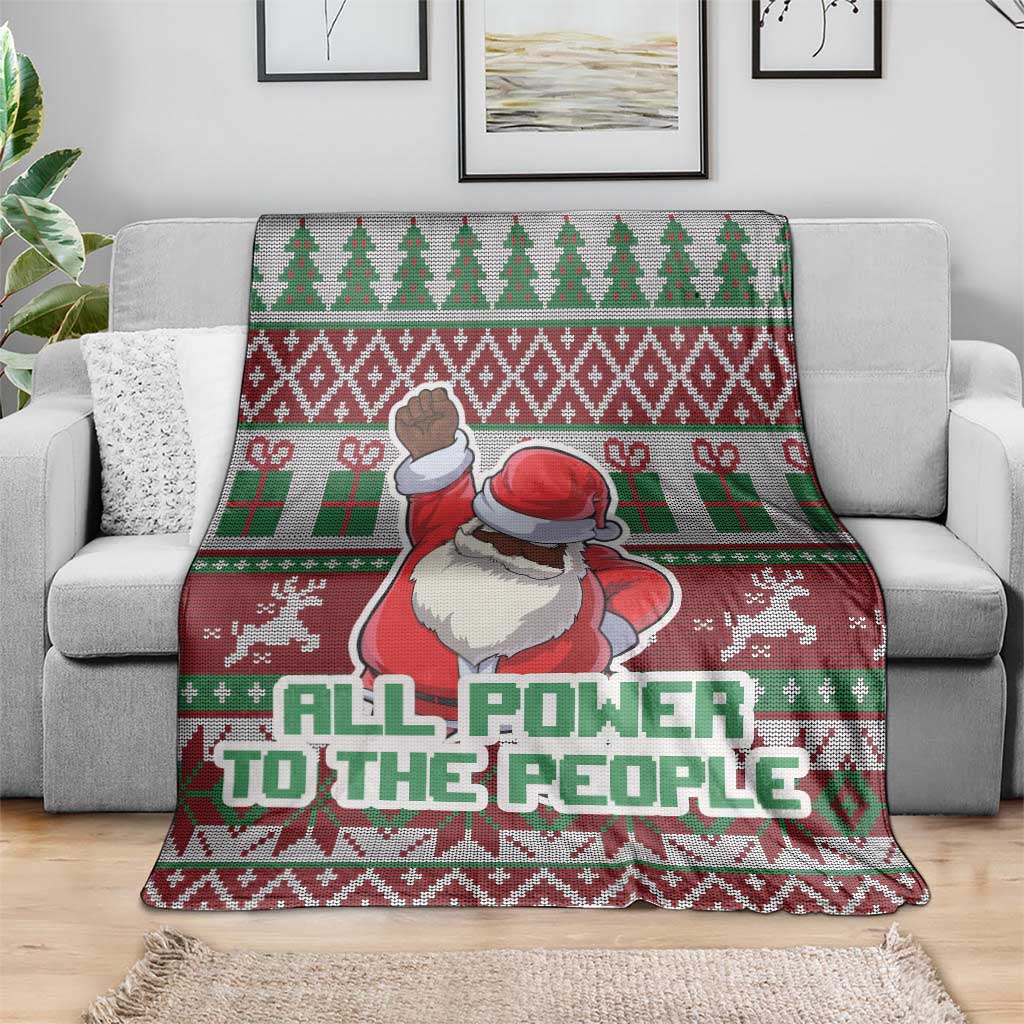 Africa Christmas Black Santa Fist Blanket All Power to the People