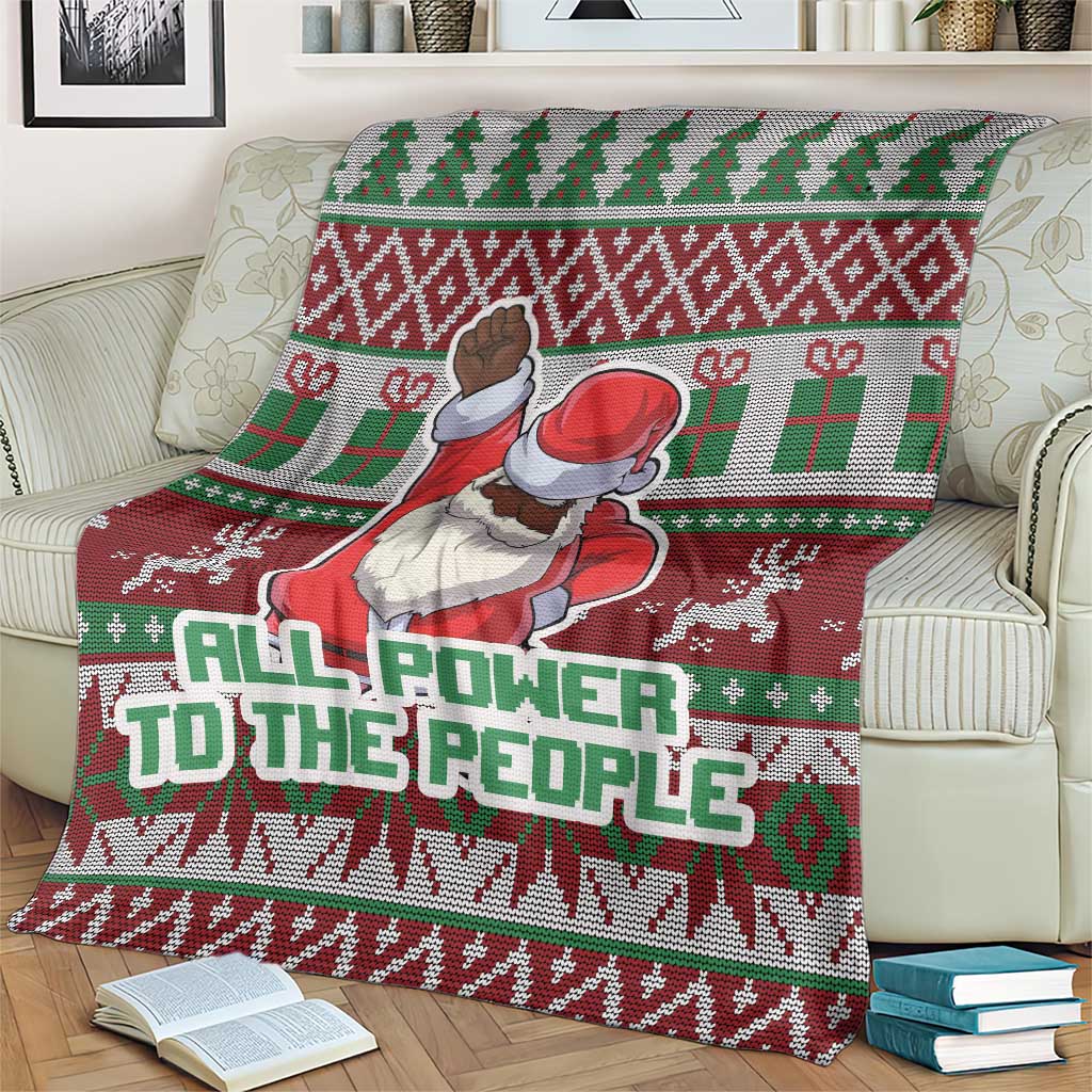 Africa Christmas Black Santa Fist Blanket All Power to the People
