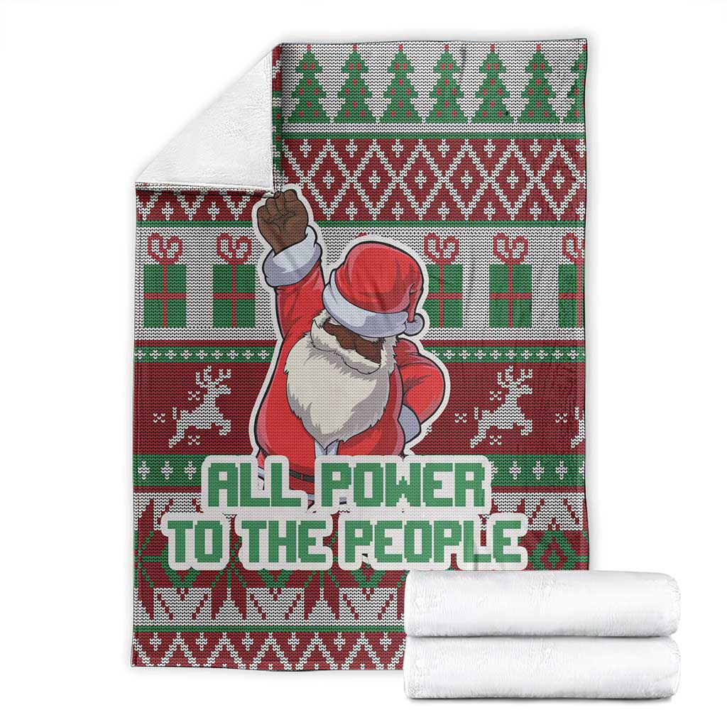 Africa Christmas Black Santa Fist Blanket All Power to the People