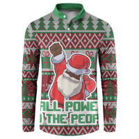 Africa Christmas Black Santa Fist Button Sweatshirt All Power to the People - Wonder Print Shop