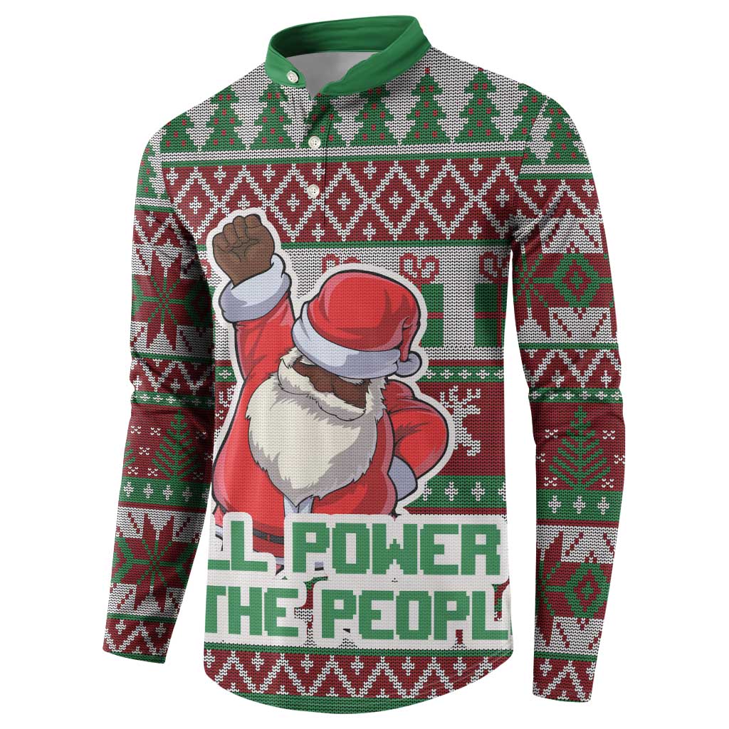 Africa Christmas Black Santa Fist Button Sweatshirt All Power to the People - Wonder Print Shop