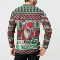 Africa Christmas Black Santa Fist Button Sweatshirt All Power to the People - Wonder Print Shop