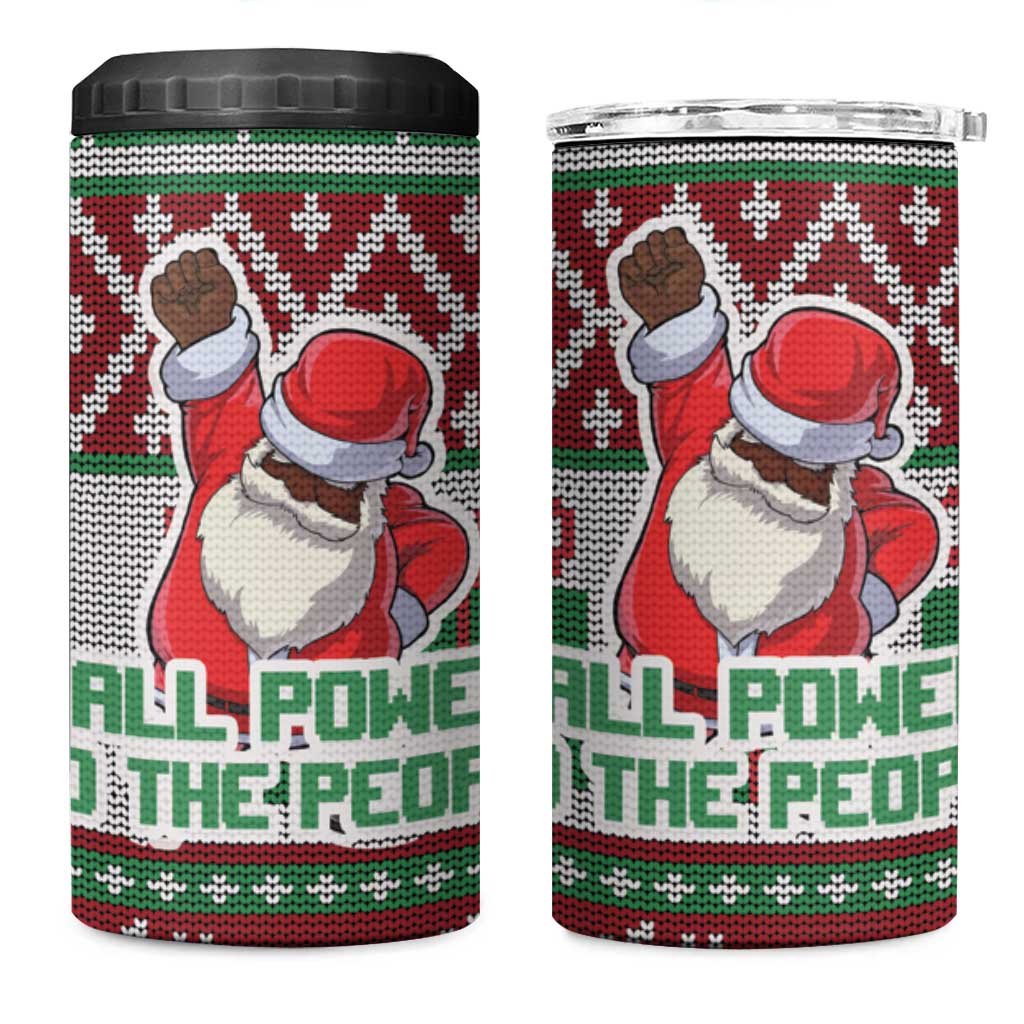 Africa Christmas Black Santa Fist 4 in 1 Can Cooler Tumbler All Power to the People - Wonder Print Shop