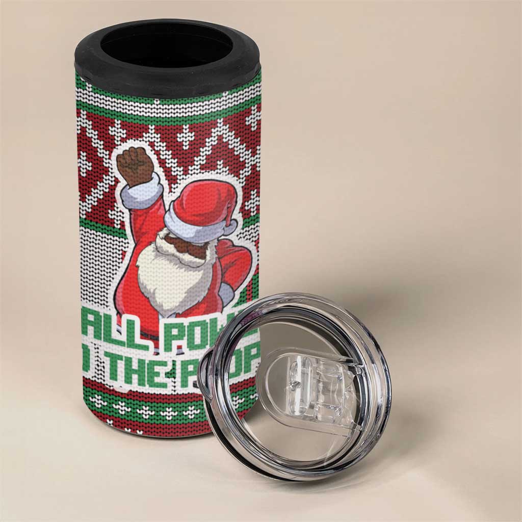 Africa Christmas Black Santa Fist 4 in 1 Can Cooler Tumbler All Power to the People - Wonder Print Shop