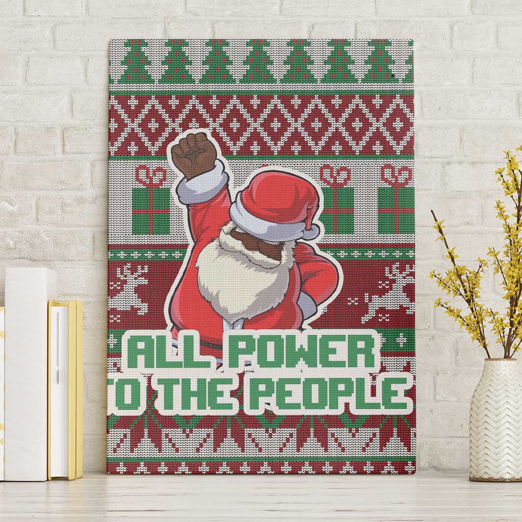 Africa Christmas Black Santa Fist Canvas Wall Art All Power to the People - Wonder Print Shop