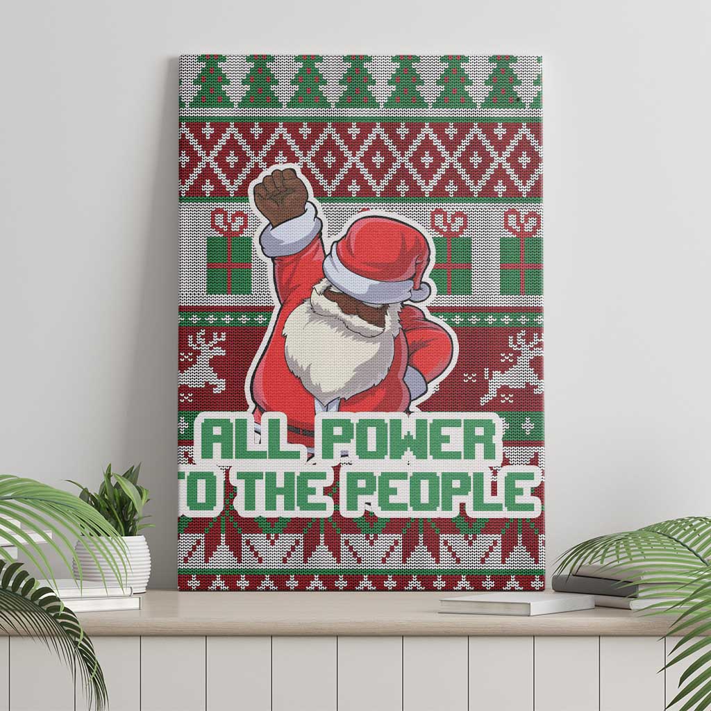 Africa Christmas Black Santa Fist Canvas Wall Art All Power to the People - Wonder Print Shop