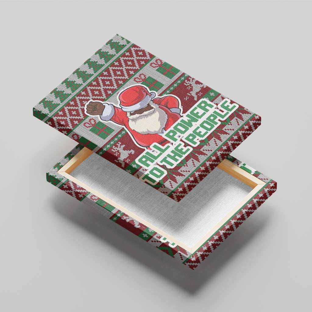 Africa Christmas Black Santa Fist Canvas Wall Art All Power to the People - Wonder Print Shop