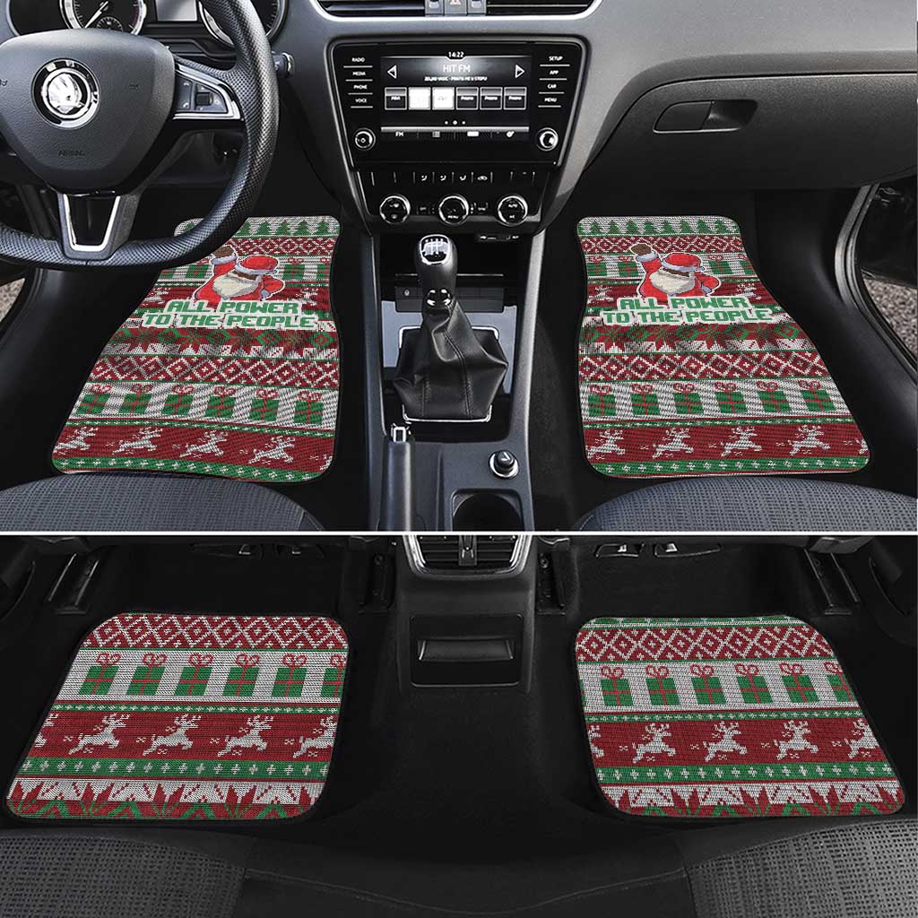 Africa Christmas Black Santa Fist Car Mats All Power to the People - Wonder Print Shop
