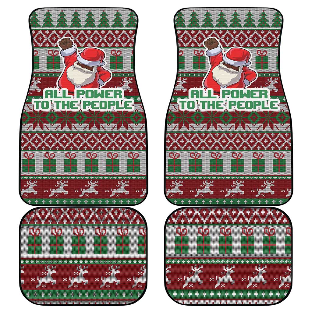 Africa Christmas Black Santa Fist Car Mats All Power to the People - Wonder Print Shop
