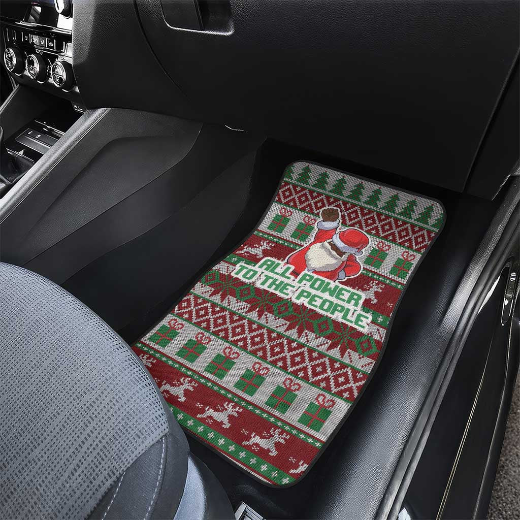 Africa Christmas Black Santa Fist Car Mats All Power to the People - Wonder Print Shop