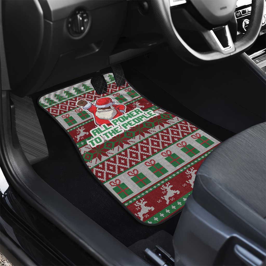 Africa Christmas Black Santa Fist Car Mats All Power to the People - Wonder Print Shop