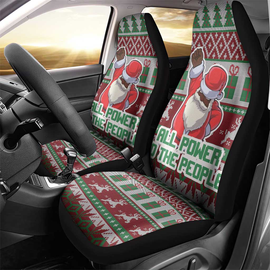 Africa Christmas Black Santa Fist Car Seat Cover All Power to the People - Wonder Print Shop
