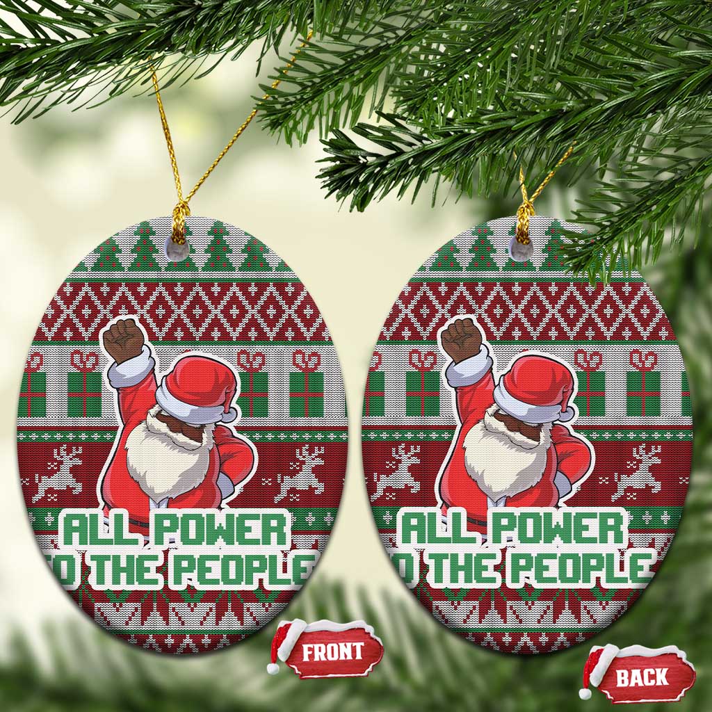 Africa Christmas Black Santa Fist Ceramic Ornament All Power to the People - Wonder Print Shop
