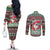 Africa Christmas Black Santa Fist Couples Matching Off The Shoulder Long Sleeve Dress and Long Sleeve Button Shirt All Power to the People