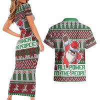 Africa Christmas Black Santa Fist Couples Matching Short Sleeve Bodycon Dress and Hawaiian Shirt All Power to the People - Wonder Print Shop