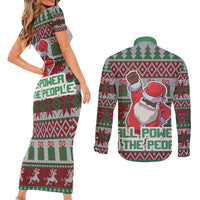 Africa Christmas Black Santa Fist Couples Matching Short Sleeve Bodycon Dress and Long Sleeve Button Shirt All Power to the People - Wonder Print Shop